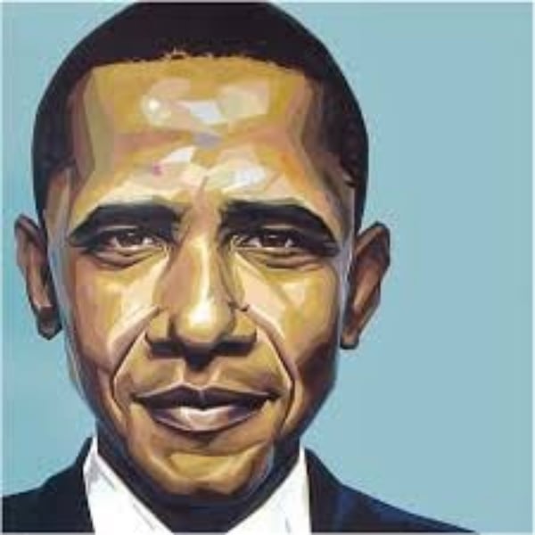 600x600 Canvass44 Art Inspired By President Barack Obama Carbon Fibre Media - Barack Obama Painting