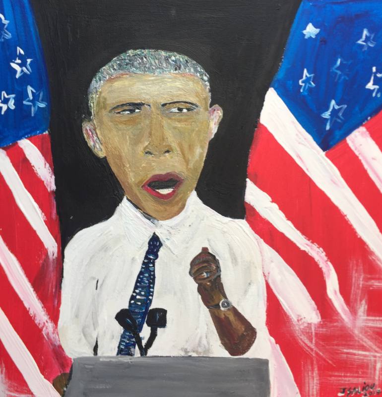 770x800 Saatchi Art Barack Obama Speech Painting By Jerome Saliou - Barack Obama Painting