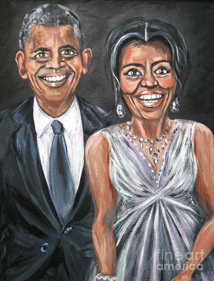 687x900 Barack And Michelle Obama. Painting Painting By Oksana Semenchenko - Barack Obama Painting