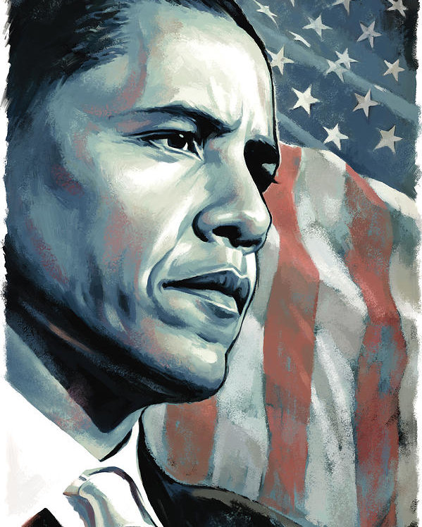 599x748 Barack Obamartwork 2 Poster By Sheraz - Barack Obama Painting