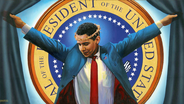 640x362 Barack Obama Depicted As Jesus - Barack Obama Painting