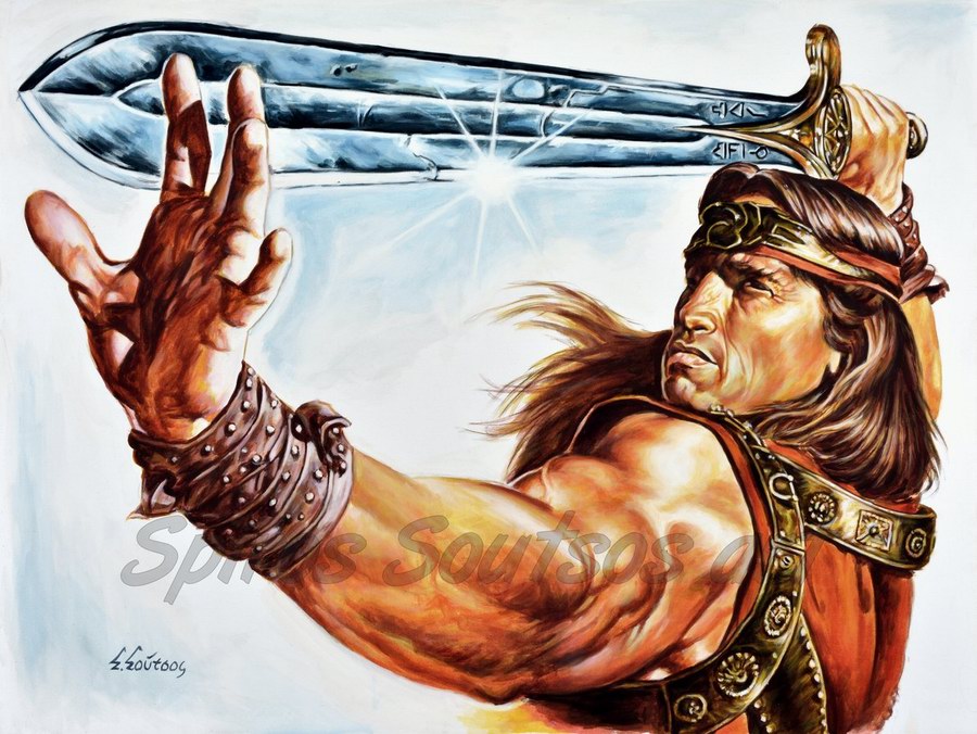 900x676 Conan The Barbarian (1982) Movie Poster Painting Canvas Print - Barbarian Painting