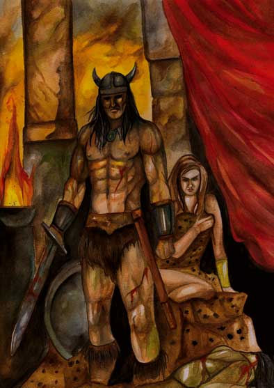 394x557 Conan The Barbarian Painting By Simon Artist - Barbarian Painting