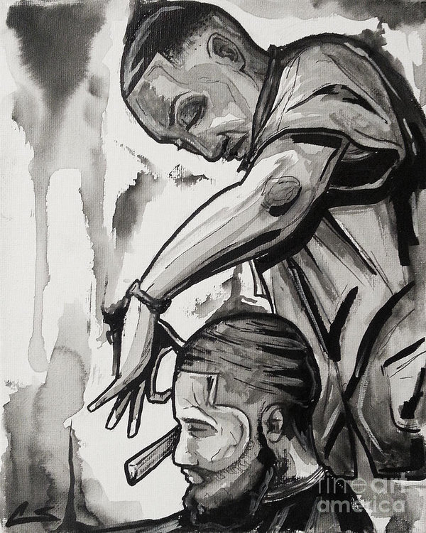 600x750 Finishing Touches Art Print By Chuck Styles - Barber Painting