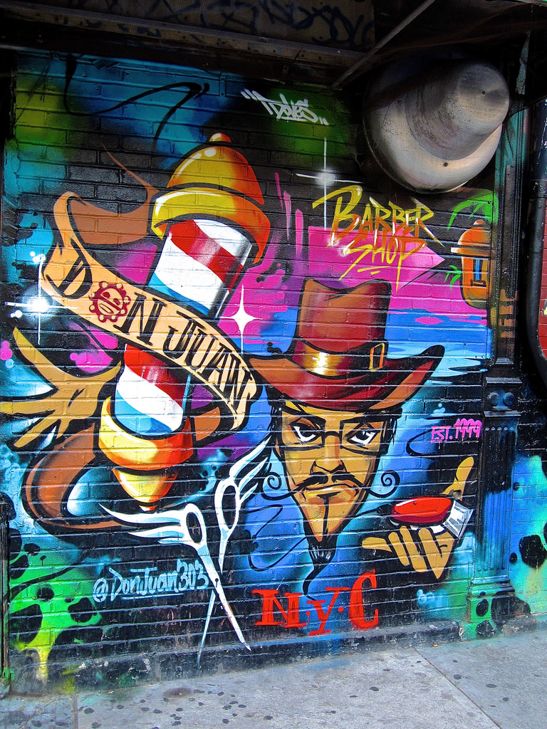 768x1024 Don Juan Barber Shop, New York, Ny Mural Outside - Barber Shop Painting
