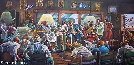 471x230 Palace Barber Shop By Ernie Barnes The Black Art Depot - Barber Shop Painting