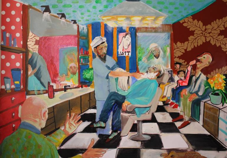 770x536 Saatchi Art Barber Shop Collage By Giovanni Cormio - Barber Shop Painting