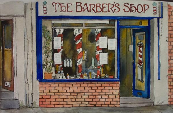 600x393 The Barber Shop Painting By Victoria Heryet Inspired By - Barber Shop Painting