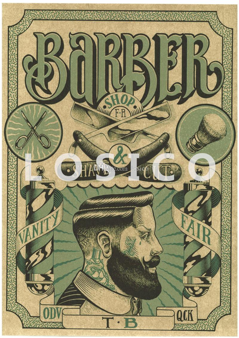 800x1131 Vintage Tattoos Patterned Posters Kraft Paper Interior Painting - Barber Shop Painting