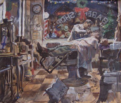 400x343 William A. Smith Inspired By Hairdressing 07 - Barber Shop Painting