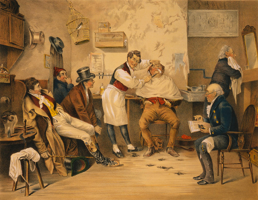 900x698 Ye Olde Time Barbershop Painting By Bill Cannon - Barber Shop Painting