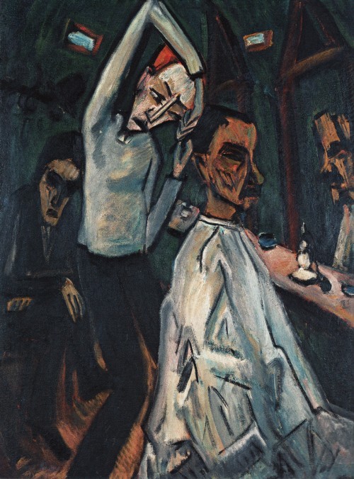 500x676 Artwork By Erich Heckel - Barber Shop Painting