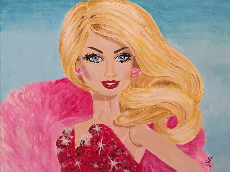 900x675 Glamour Barbie Painting By Nohemi James - Barbie Painting