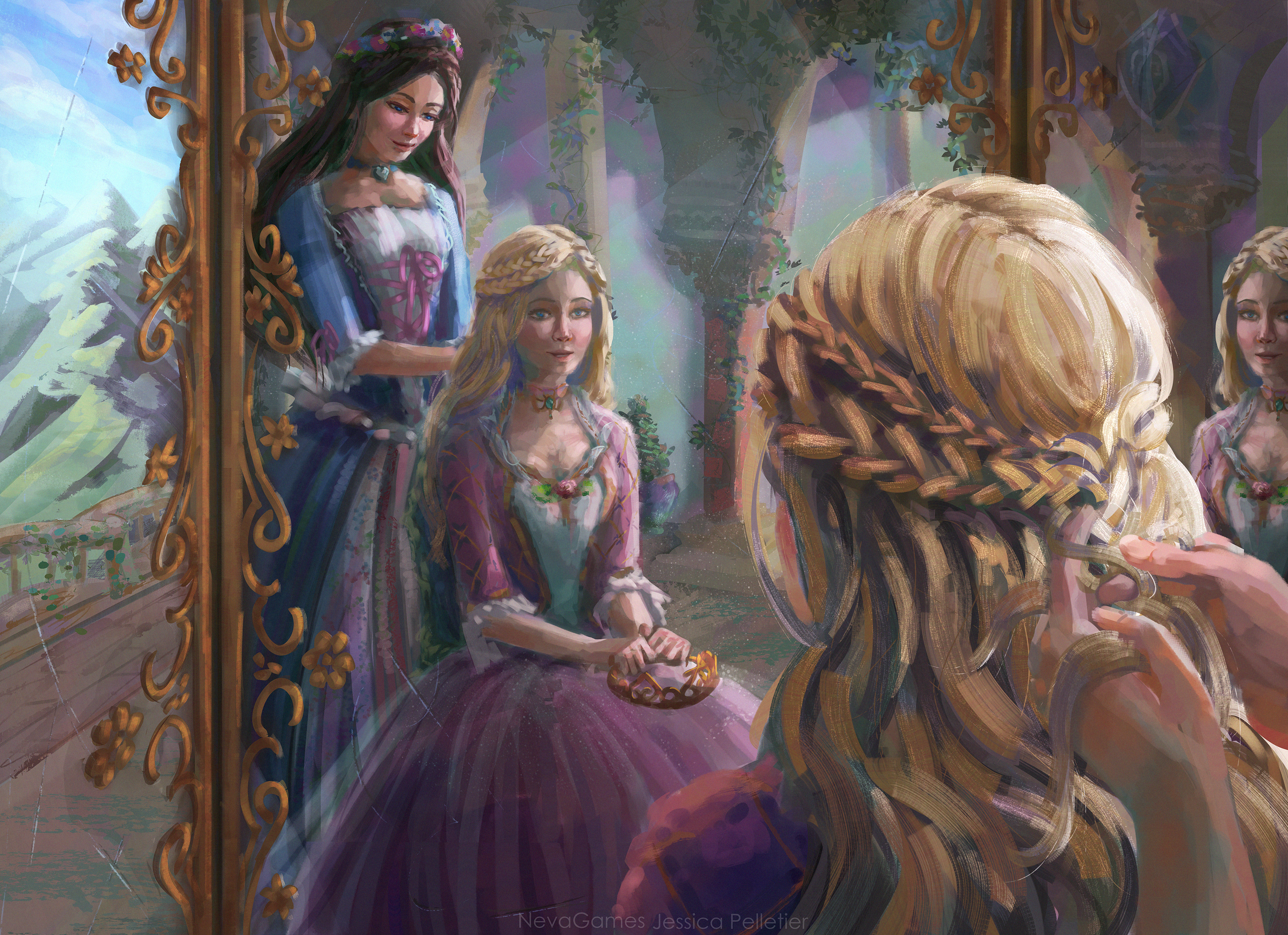 3000x2177 Fanart] Erika And Annaliese From Barbie Princess And The Pauper - Barbie Princess Painting