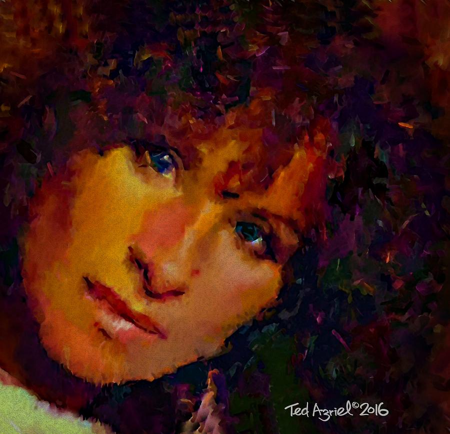 900x867 Barbra Streisand Painting By Ted Azriel - Barbra Streisand Painting