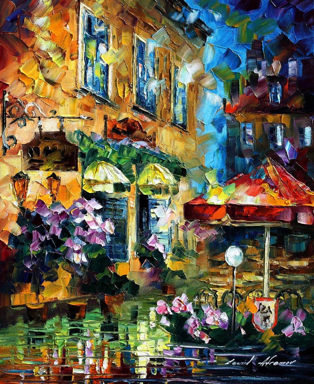 1030x1260 Cafe In Berlin Palette Knife Oil Painting On Canvas By Leonid - Barcelona Painting