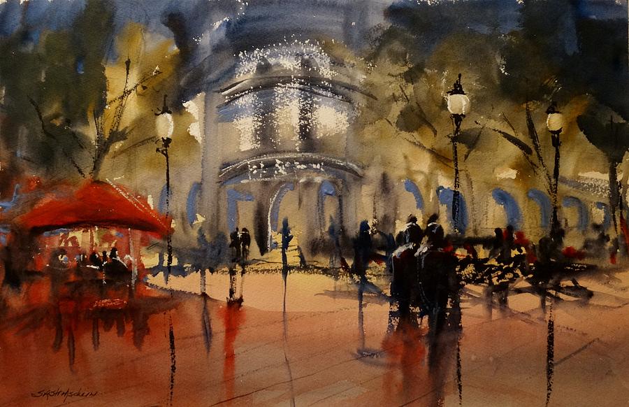 900x582 Evening In Barcelona Painting By Sandra Strohschein - Barcelona Painting