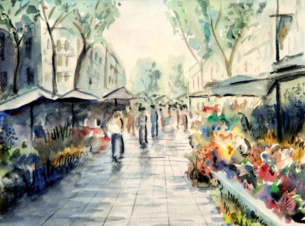 1024x759 Las Ramblas De Barcelona 1 Josep Ramon Roy - Barcelona Painting