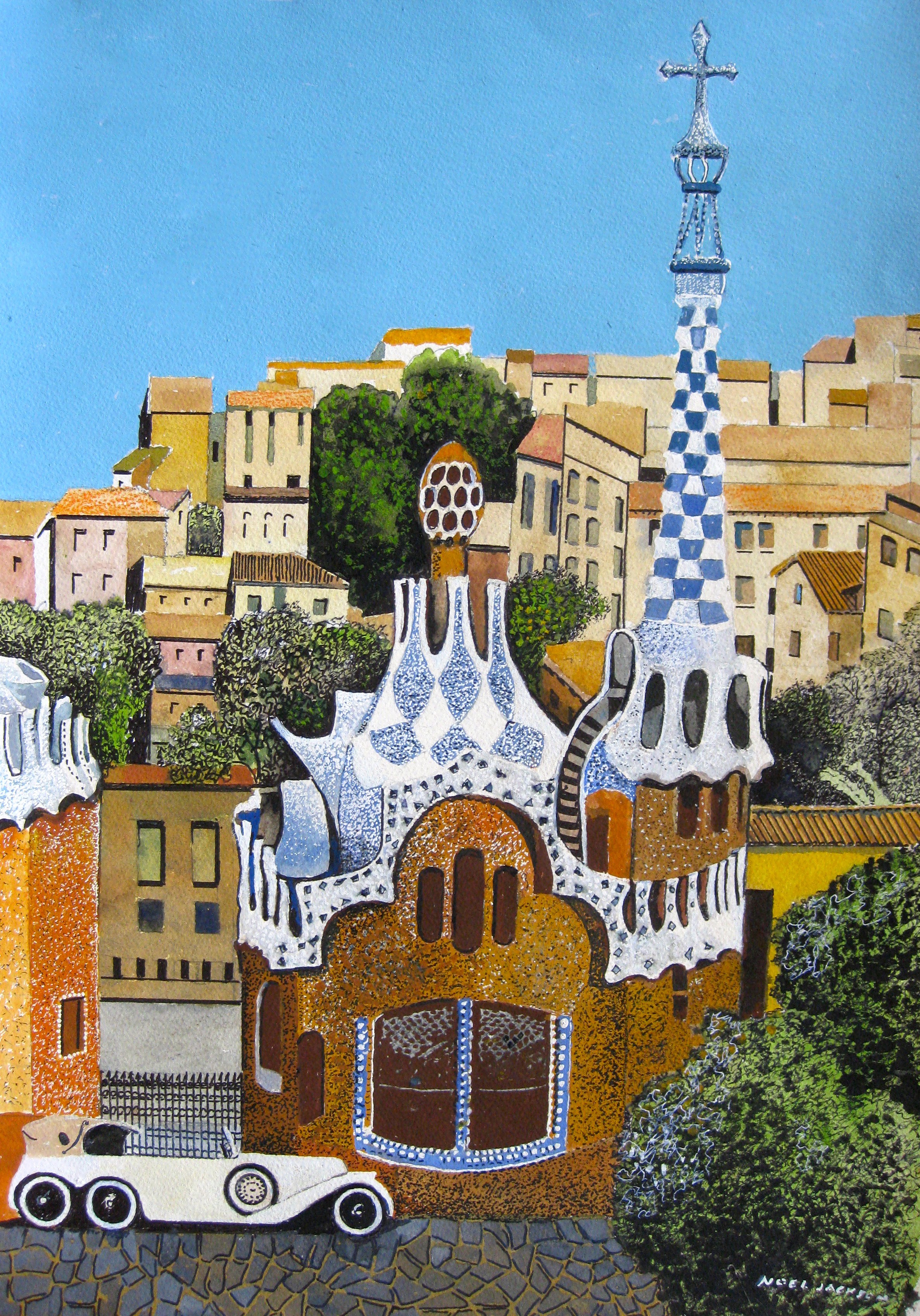2373x3391 Rooftops Of Barcelona Travels With My Art - Barcelona Painting