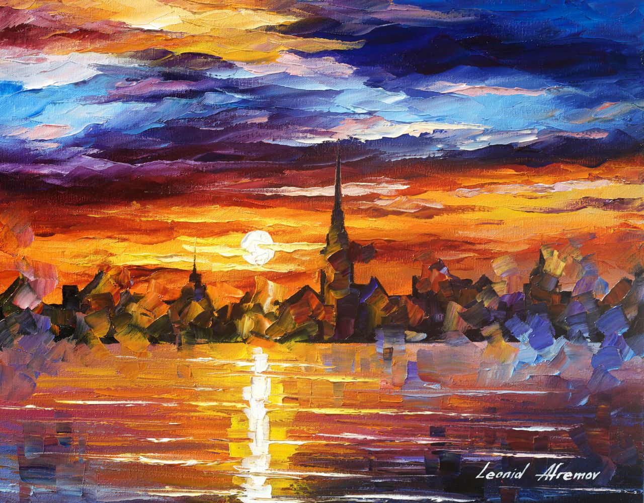 1280x1000 Afremov, Original, Oil, Painting, Palette Knife, Impressionist - Barcelona Painting