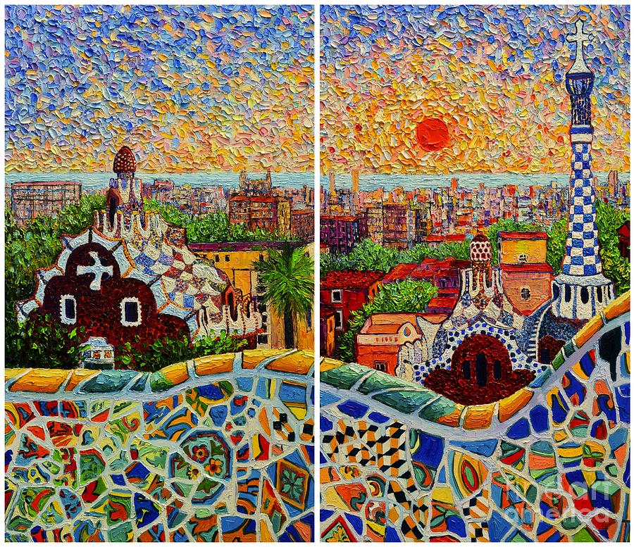 900x777 Barcelona Panorama - Barcelona Painting
