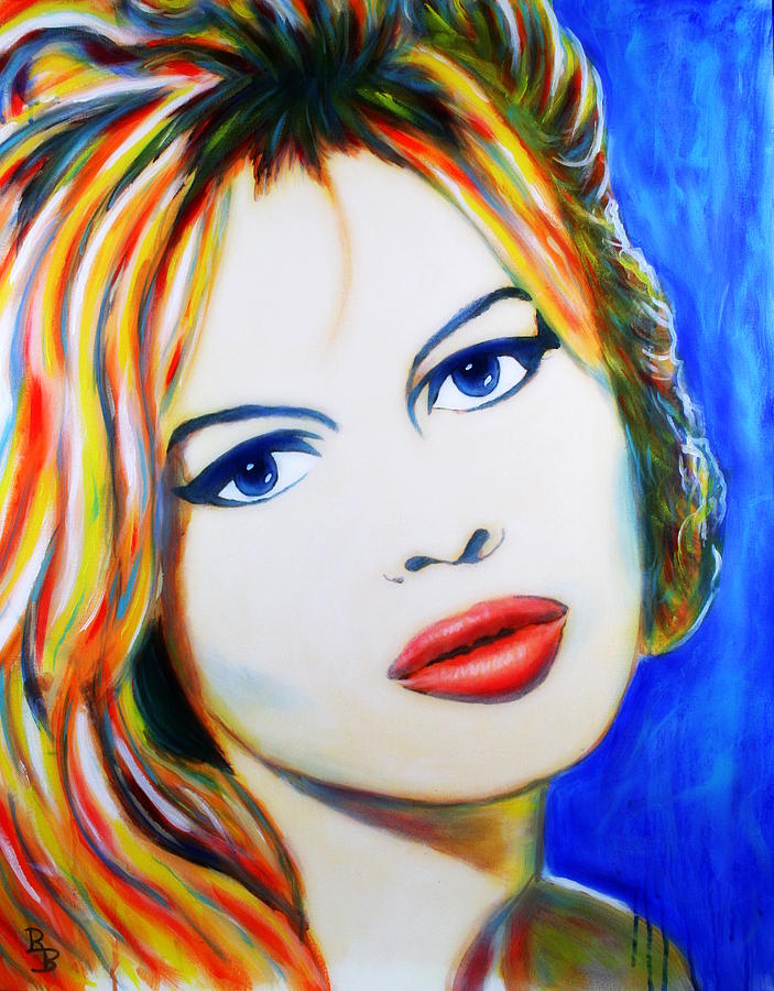 703x900 Brigitte Bardot Pop Art Portrait Painting By Bob Baker - Bardot Painting