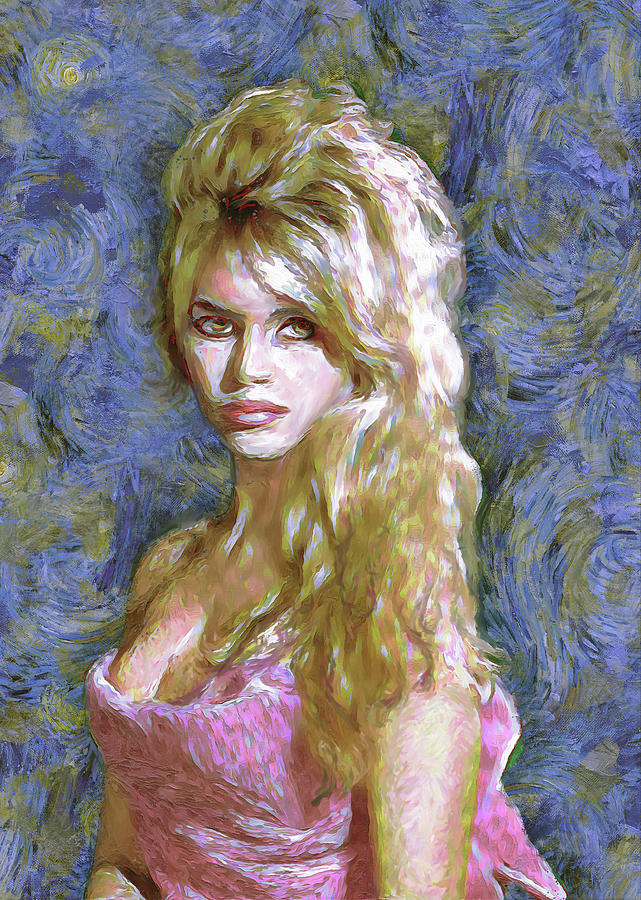 641x900 Brigitte Bardot Van Gogh Style Painting By Dominique Amendola - Bardot Painting