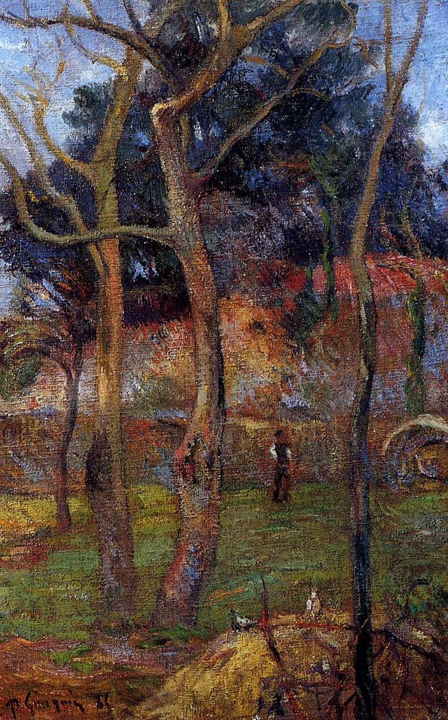 653x1048 Bare Trees 1885 Painting Paul Gauguin Oil Paintings - Bare Painting