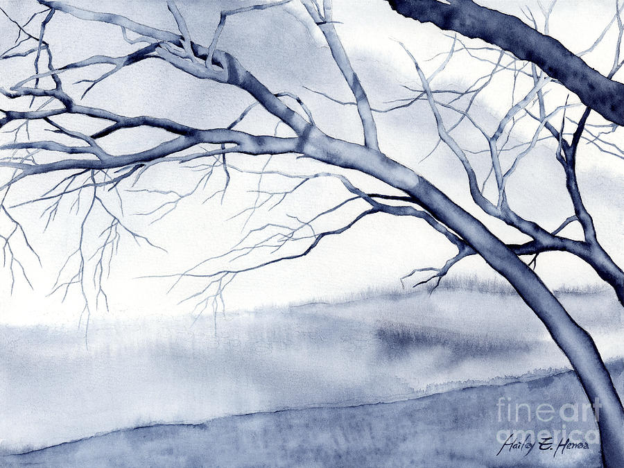900x675 Bare Trees Painting By Hailey E Herrera - Bare Tree Painting