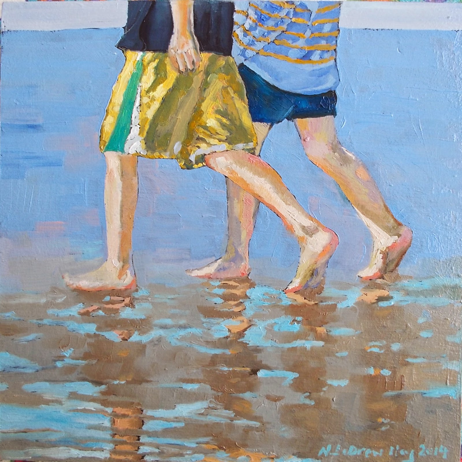 1600x1600 Nicole Ledrew May Barefoot Boys On The Beach - Barefoot Painting