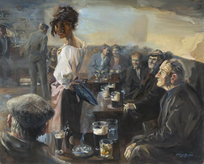 400x321 Flemming Christoffersen Artist Painting Title The Spanish Barmaid - Barmaid Painting