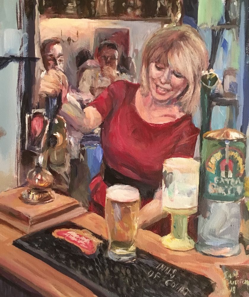 840x1000 Original Painting Collected Artist Samuel Burton The Barmaid - Barmaid Painting