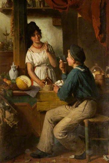 363x544 The Bargain By Berthold Woltze Painting Of A Sailor - Barmaid Painting