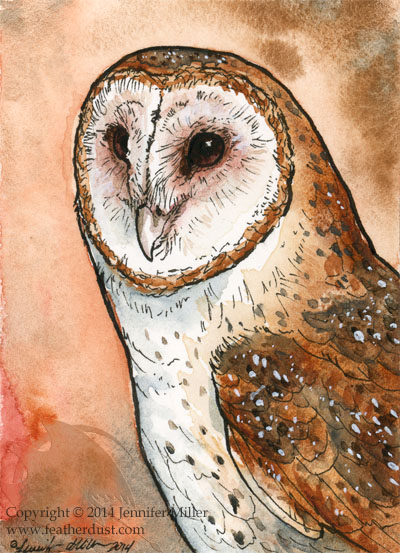 400x553 Barn Owl Miniture Painting By Nambroth - Barn Owl Painting