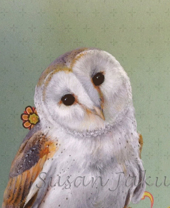 570x697 Barn Owl Painting Owl Art Barn Owl Print Of Original Acrylic - Barn Owl Painting