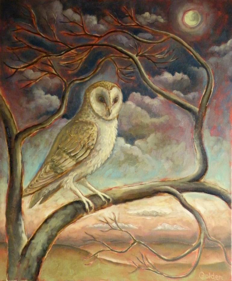 770x933 Saatchi Art Barn Owl In Moonlight Painting By Vicki Golden - Barn Owl Painting