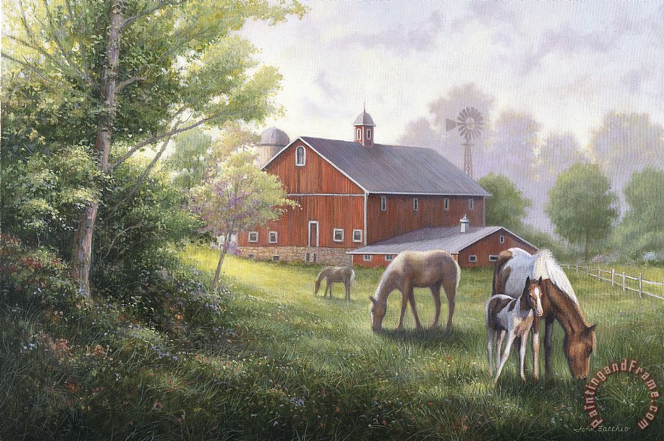 960x638 John Zaccheo Horse Barn Painting - Barn Painting