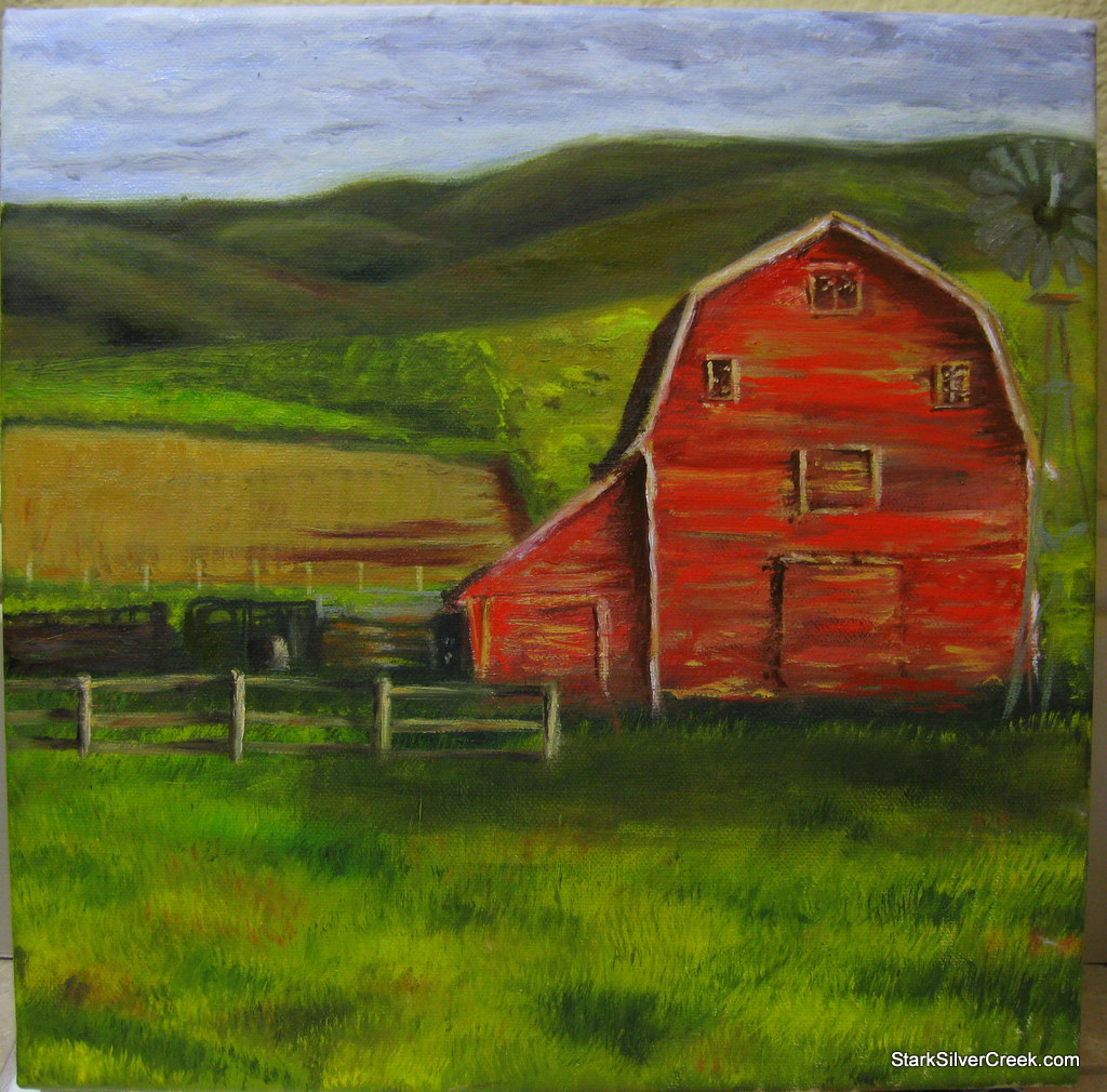 1024x1010 My Third Painting Constructing The Red Barn And The Secrets - Barn Painting