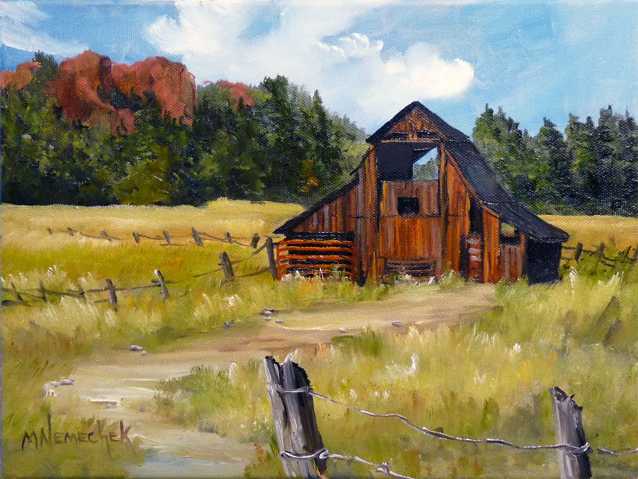 900x675 Old Barn Paintings Old Barn Paintings Small Originals - Barn Painting