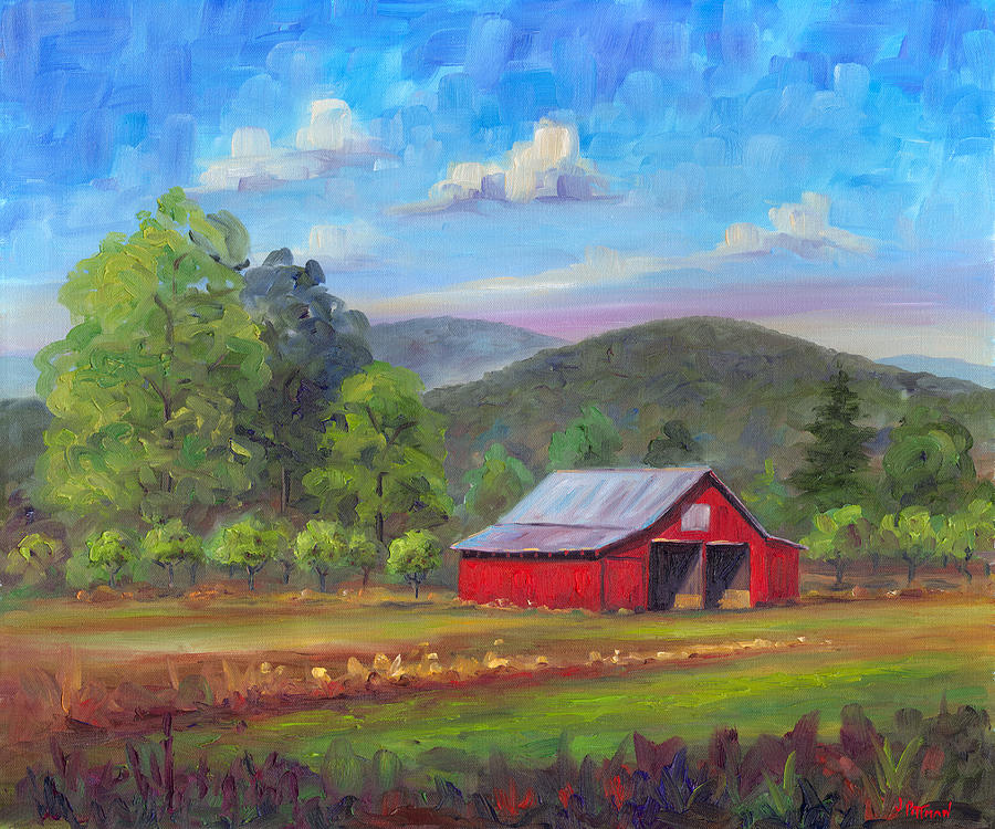 900x750 Red Barn In Fruitland Painting By Jeff Pittman - Barn Painting