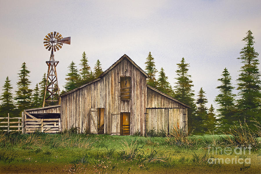 900x600 Rustic Barn Painting By James Williamson - Barn Painting