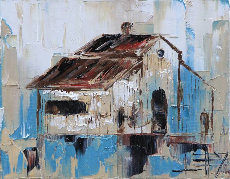 770x599 Saatchi Art Rustic Barn Painting By Lisa Elley - Barn Painting