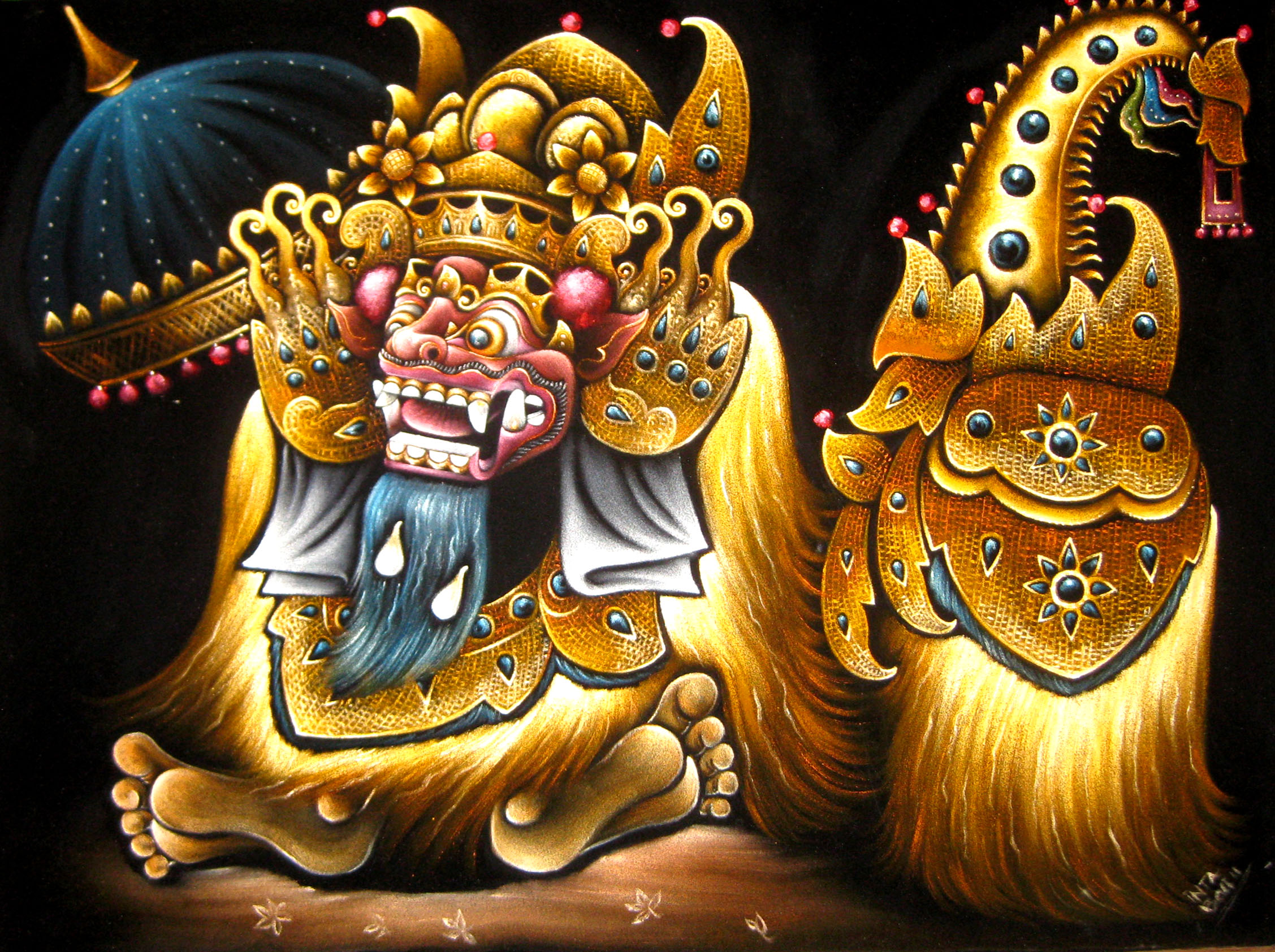 2255x1684 Barong Painting With 3d Effect Mad About Bali Paintings - Barong Painting