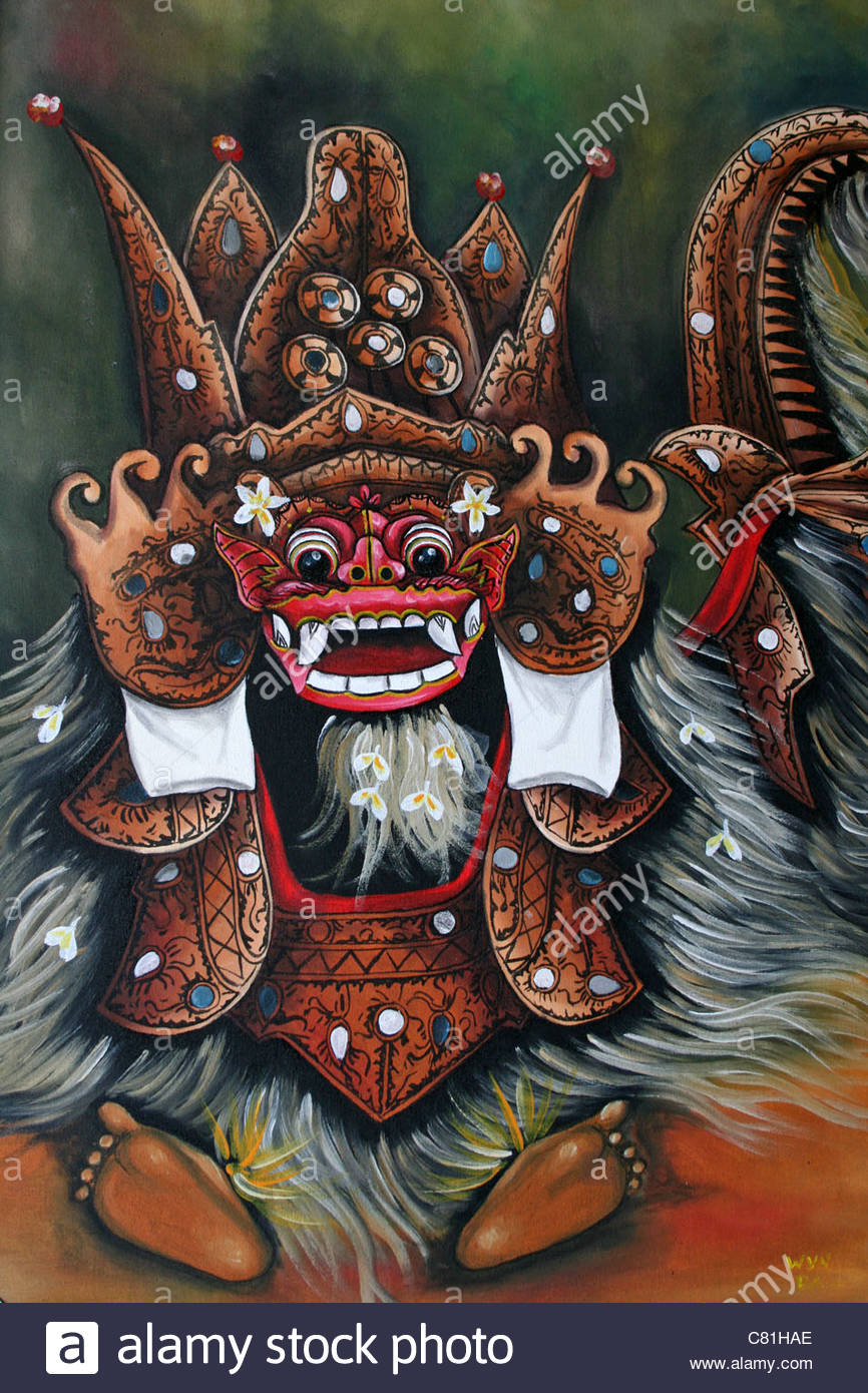 866x1390 Painting Of A Balinese Barong Dance Stock Photo 39373558 - Barong Painting