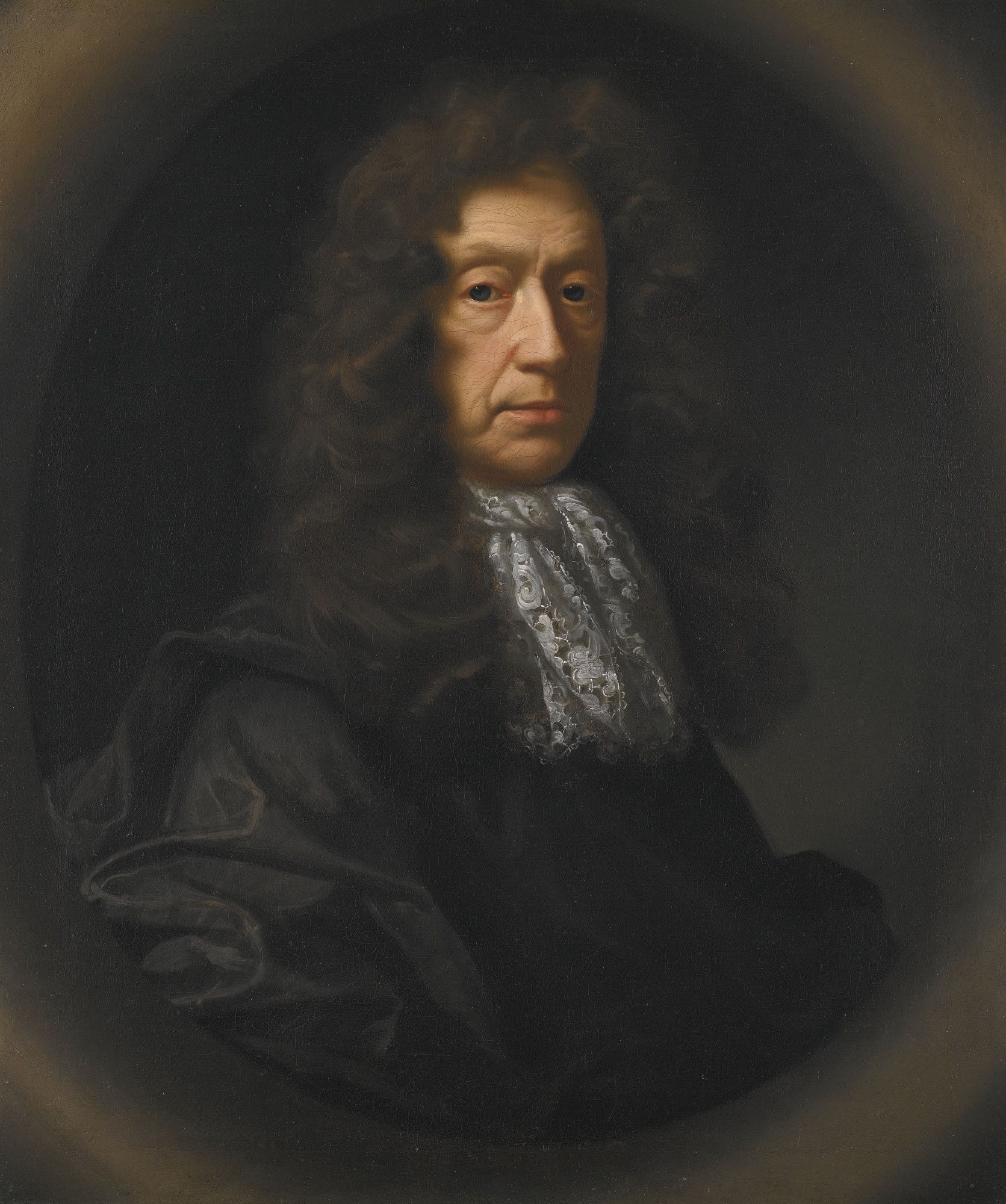 1671x2000 John Riley Portrait Of Edmund Waller, Half Length, In A Dark Coat - Baroque Portrait Painting