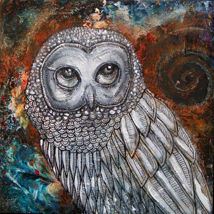 750x750 Barred Owl Painting Original Art Meet The Artists Behind The Art - Barred Owl Painting