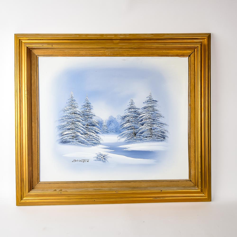 1000x1000 Barrister Signed Original Oil Painting Of A Winter Landscape Ebth - Barrister Oil Painting