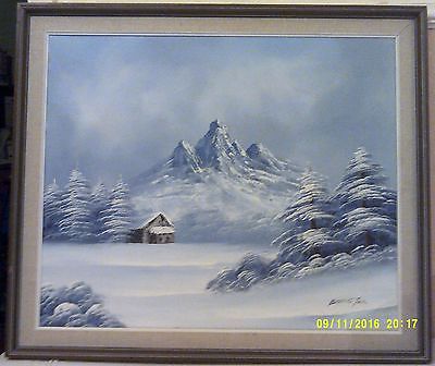 400x336 Large Oil Painting On Canvas Signed Barrister. Alpine Scene - Barrister Oil Painting