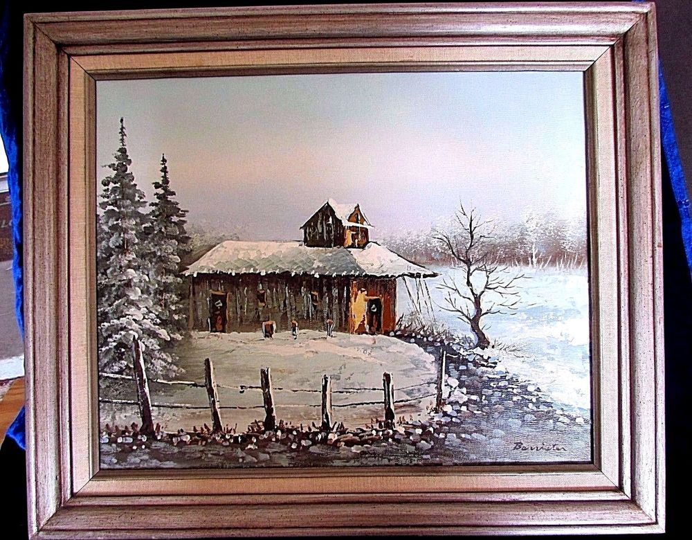 1000x780 Vintage Barrister Original Oil Painting Signed Winter Scene Framed - Barrister Oil Painting