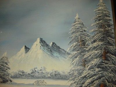 400x300 Vintage Large Oil Painting Barrister Snow Mountain Tree Adel - Barrister Oil Painting